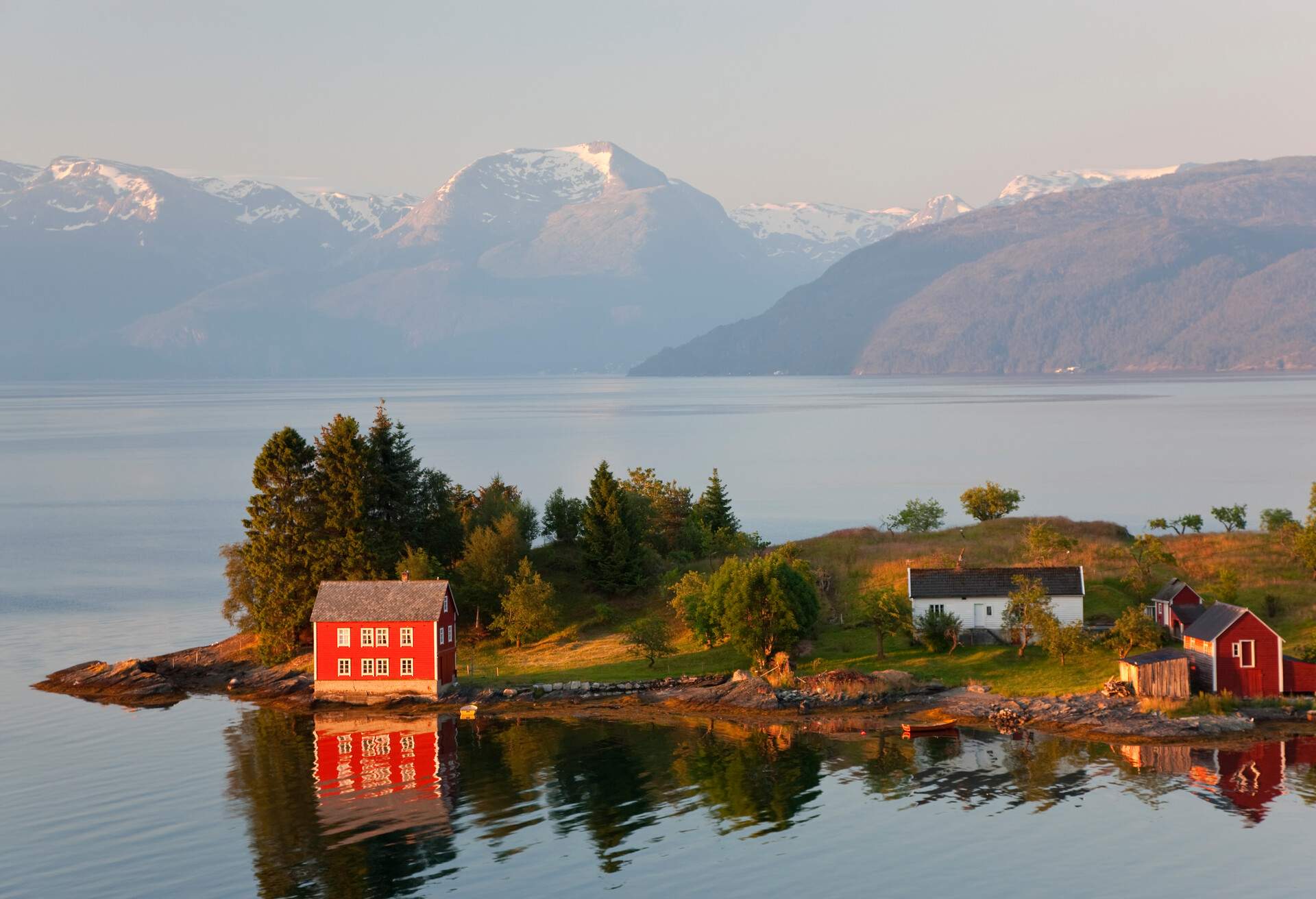 Small island in Hardangerfjorden nr Bergen, Western Fjords, Norway