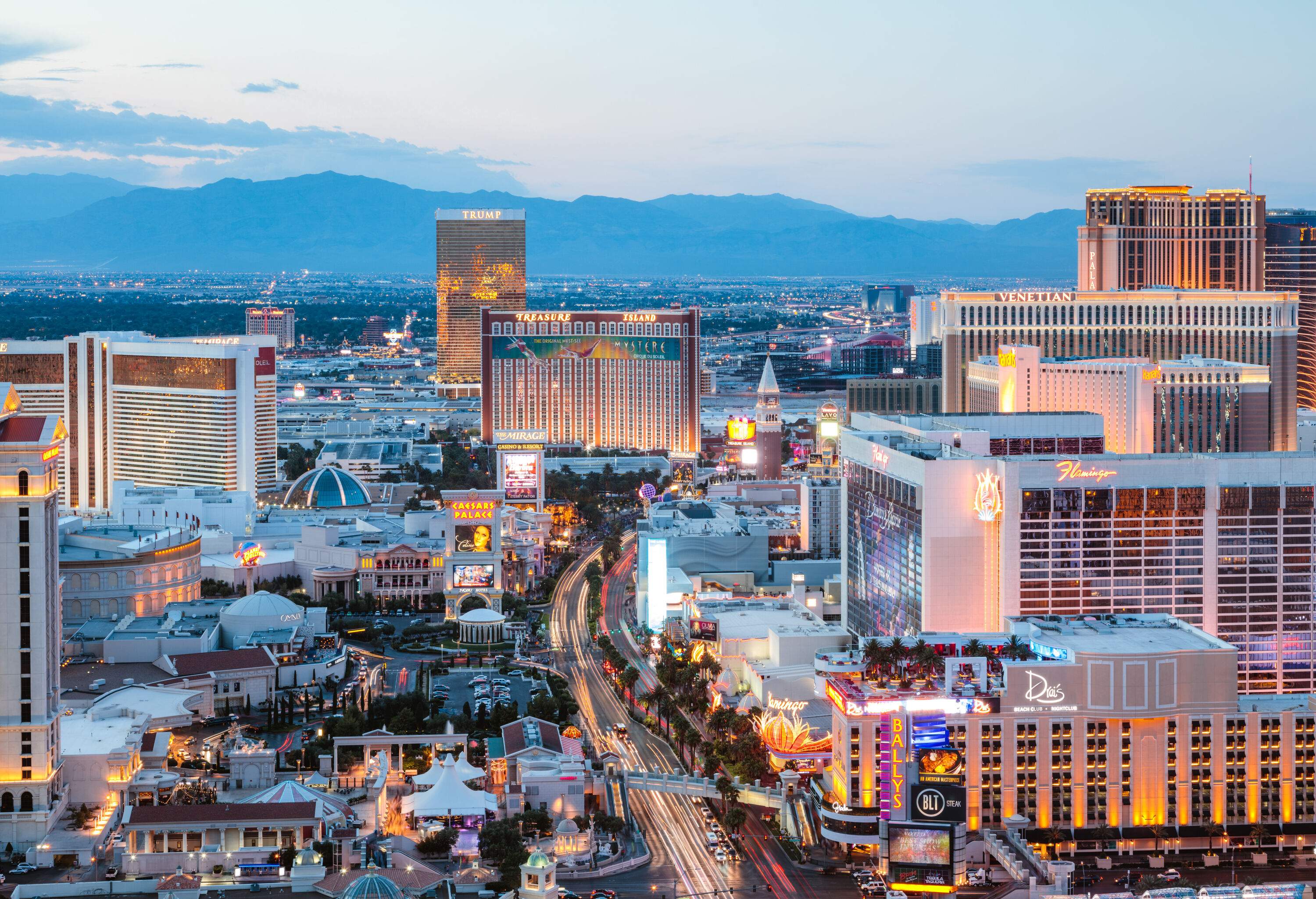 The Strip in Las Vegas defined by its abundance of luxurious hotels and iconic casinos.