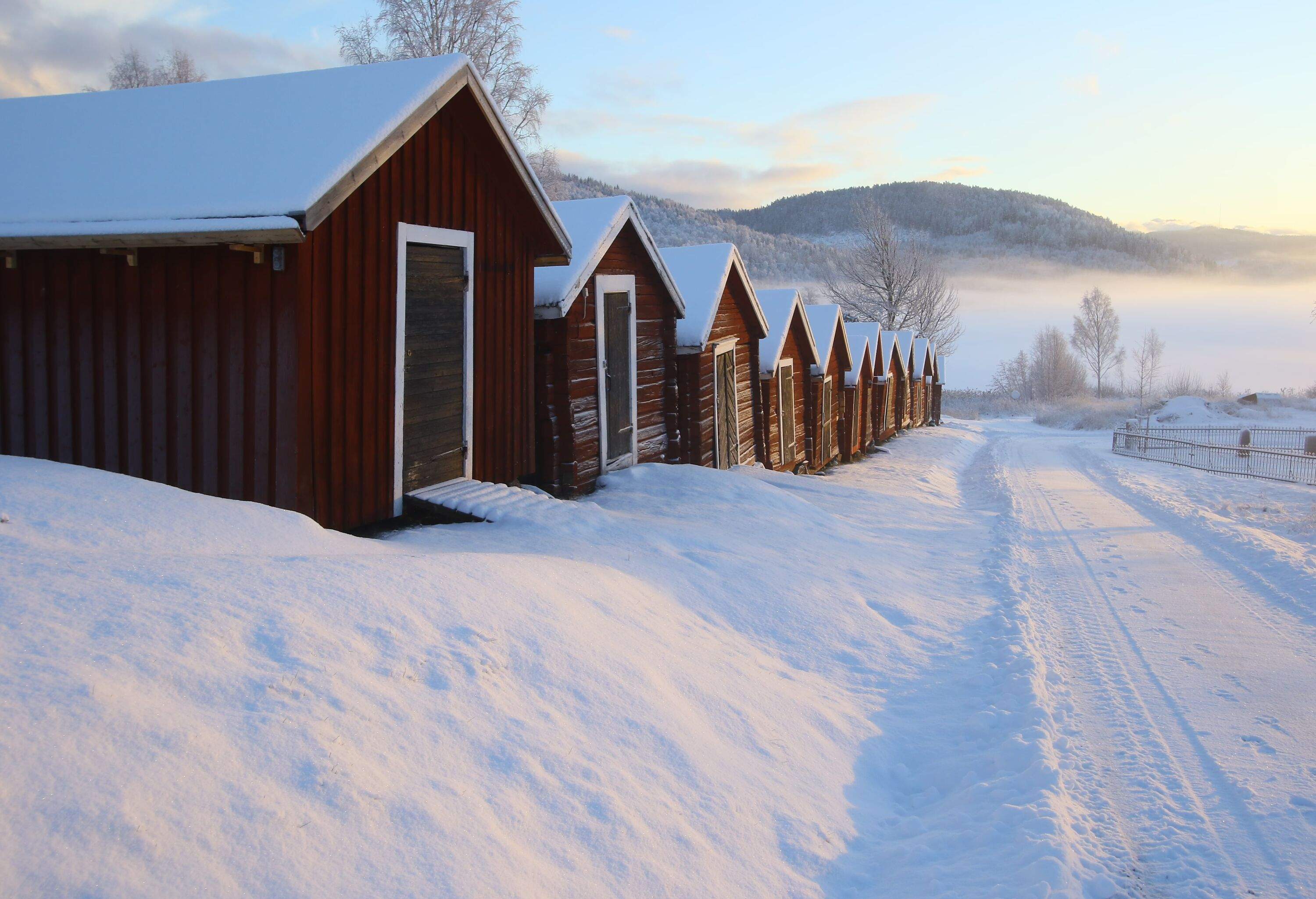 Village Nordingra heart of the High Coast in Sweden on Wintertime