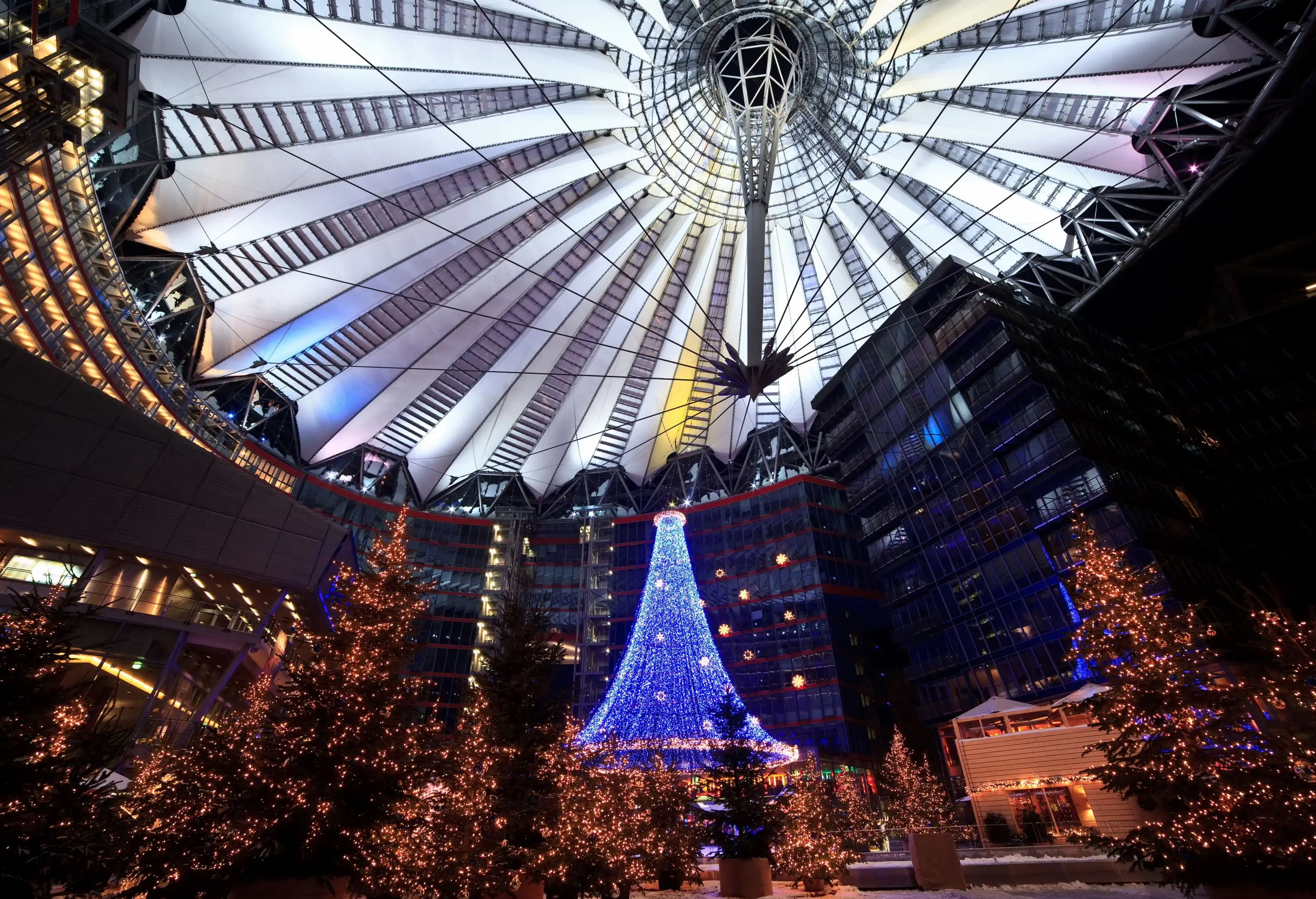 Berlin, the night of Christmas market in the Sony Center