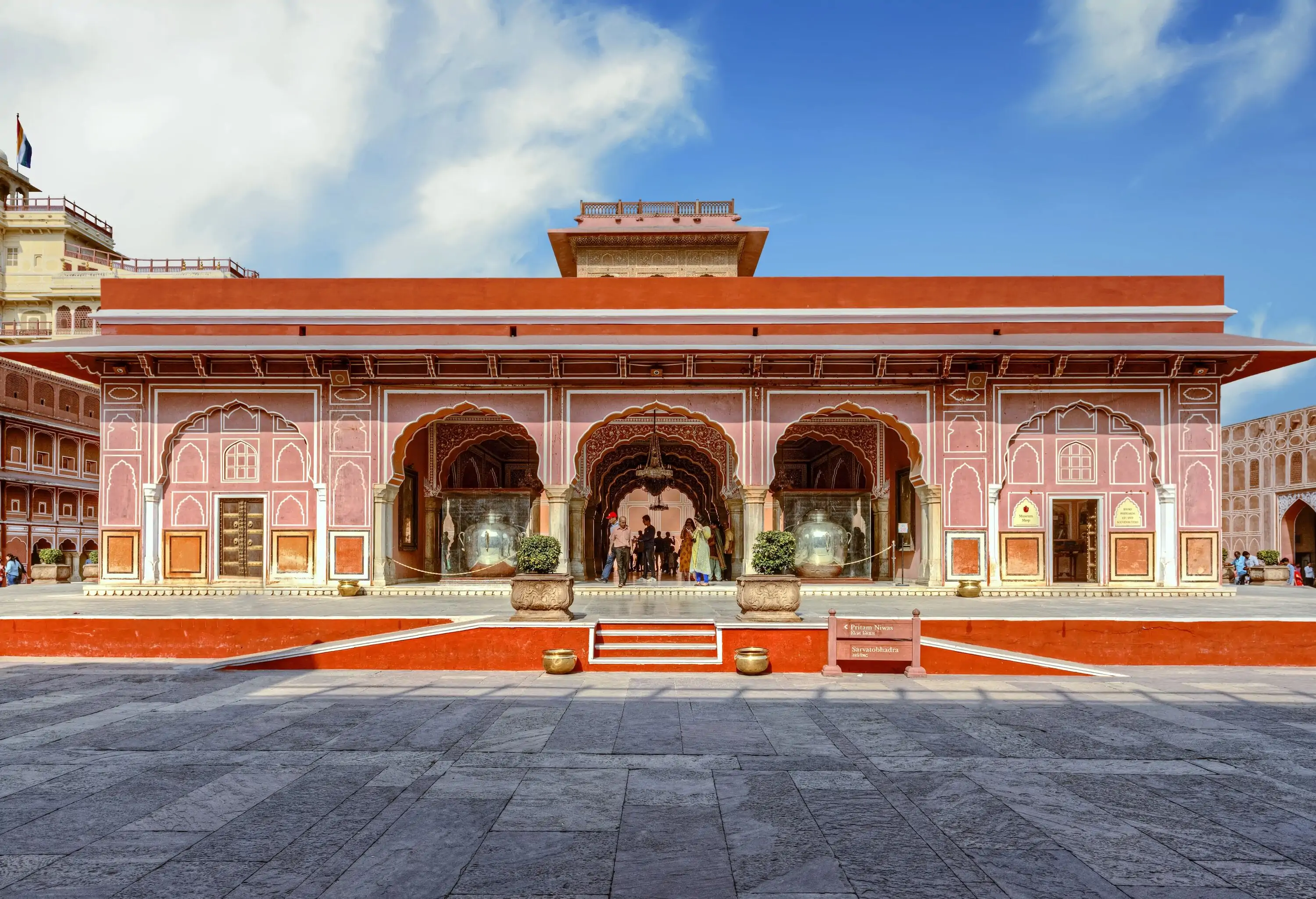 City Palace, Jaipur, which includes the Chandra Mahal and Mubarak Mahal palaces and other buildings, is a palace complex in Jaipur, the capital of the Rajasthan state, India.